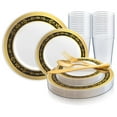 thumbnail image 5 of Smarty White w/ Black & Gold Royal Plastic Wedding Value Set (120 Guests), 5 of 7