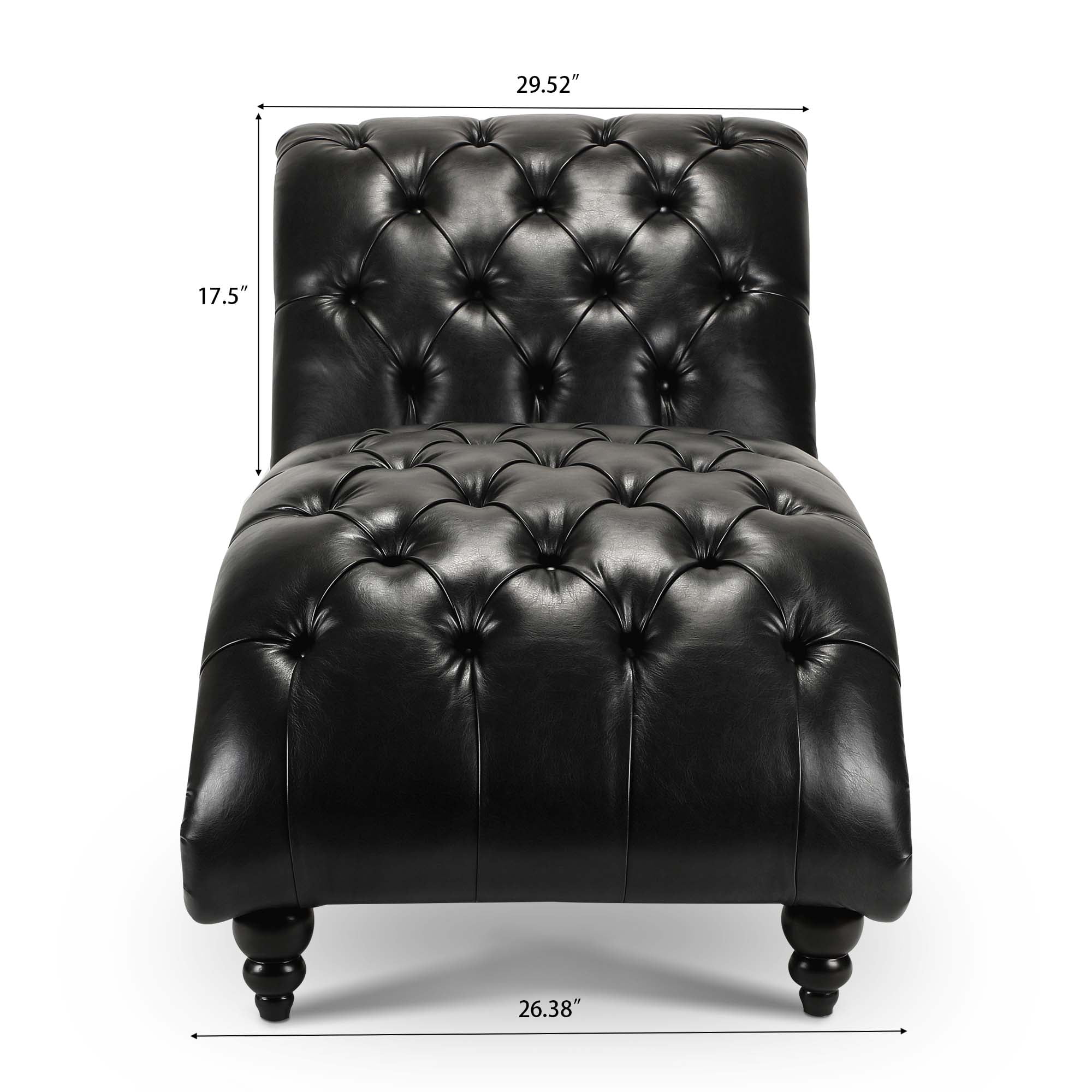 Miniyam 65.35" Tufted Armless Chaise Lounge, Black
