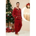 thumbnail image 2 of U2SKIIN Matching Pajamas for Couples Onesie, Ultra Soft Plaid Hooded Pjs Set Christmas Zipper for Men and Women Warm Jumpsuit,(Buffalo Plaid-Red,L), 2 of 5