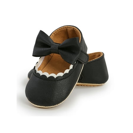 

Ritualay Infant Crib Shoes Comfort Flats Bowknot Mary Jane Fashion Lightweight Princess Dress Shoe Party Wedding First Walkers Black Bow 4C