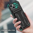 thumbnail image 5 of Case for iPhone 13,Military Grade [Built-in Kickstand] with Card Holder Dual-Layer Design Heavy Duty TPU+PC Shockproof Protection Phone Case for iPhone 13,6.1 inch (Green), 5 of 18