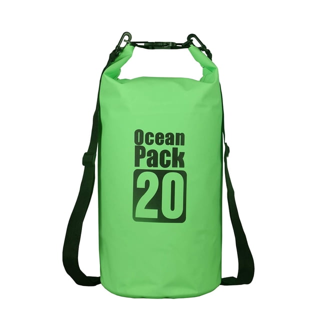 20L Verde 500D lona impermeable PVC pesado bolsa seca impermeable Kayak / remo / piragüismo / pesca / Rafting / Natación / camping / Snowboard
