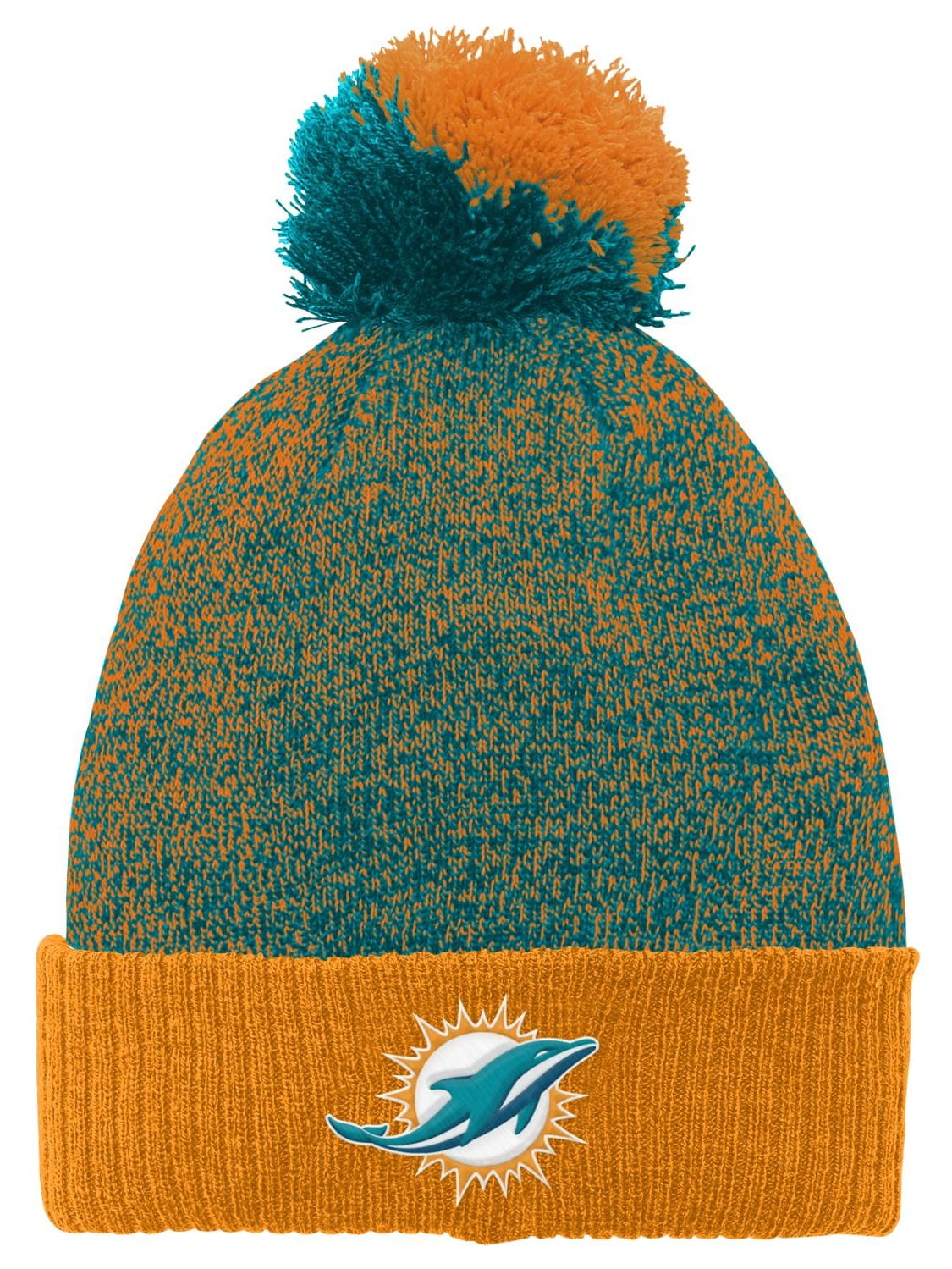 Miami Dolphins Youth NFL "Basic" Cuffed Knit Hat w Pom by Outerstuff