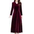 thumbnail image 5 of Vestido Midi de fiesta Vintage para mujer, Vestido de manga larga de terciopelo negro burdeos, 3XL, 4XL, 5XL, 6XL, 2024, 5 of 5