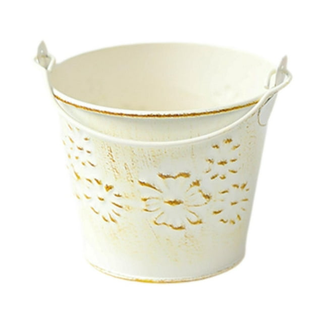 koolsoo Metal Hanging Flower Pot Multipurpose Rustic Plant Pot for Table Centerpiece Flower Pattern