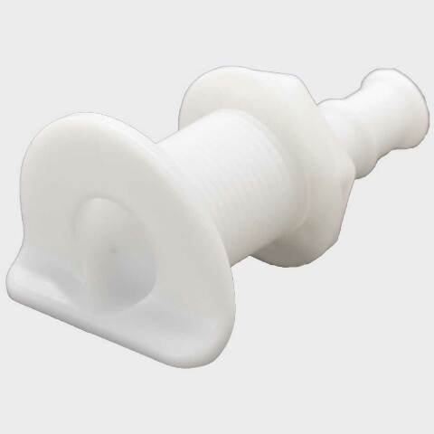 Marine East Boat L-Head Thru Hull 6040W | 5/8 Inch Barb White Nylon
