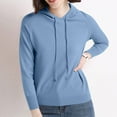 thumbnail image 5 of Fmbrln Womens Casual Solid Sweaters Fashion Long Sleeve Hooded Sweaters Loose Comfy Pullover Tops Blue S, 5 of 5