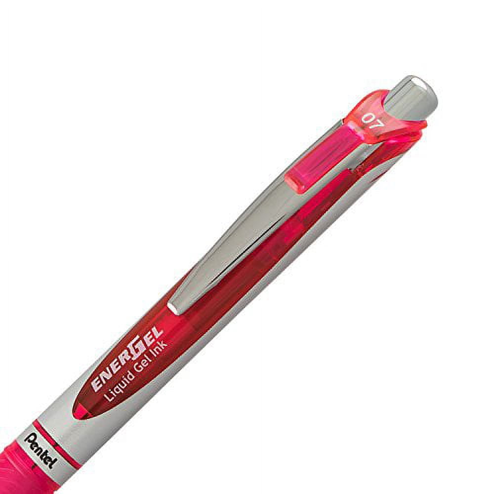 EnerGel RTX Retractable Liquid Gel Pen, Medium Line, Metal Tip, Pink Ink, 12 Count