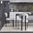 thumbnail image 3 of Mid-Century Modern Dinning Chairs Set of 2, Upholstered Boucle Dining Room Chairs with Black Metal Legs for Kitchen Living Room, Beige, 3 of 7
