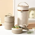 thumbnail image 2 of Portable Insulated Lunch Container Set, 4 Tier Separate Stackable Stainless Steel Lunch Container with Insulated Hot Food Bag, for Work, Camping, Picnics (White,3Set), 2 of 8