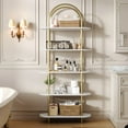 thumbnail image 2 of Arched Bookshelf 5 Tier Book Shelf, Industrial Arch Bookcase, Metal Frame, Curved Tall Bookshelf with Open Shelves for Home Office, Living Room, Bedroom, 2 of 9
