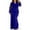 Blue, variant on Long Sleeve V-Neck Jumpsuit For Women Full-Length Wide Leg Jumpsuits Pant Romper Mesh Blouse Loose Jumpsuit