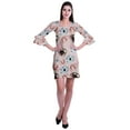 thumbnail image 2 of Moomaya Womens Imprimé Courte Robe Cloche Manches Robes de Décalage pour les Femmes Occasionnels Vêtements d'Été, 2 of 6