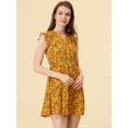 thumbnail image 2 of Vestido de gasa Fluido Allegra K con volantes y mangas de Aleteo para Mujer Amarillo XS, 2 of 5