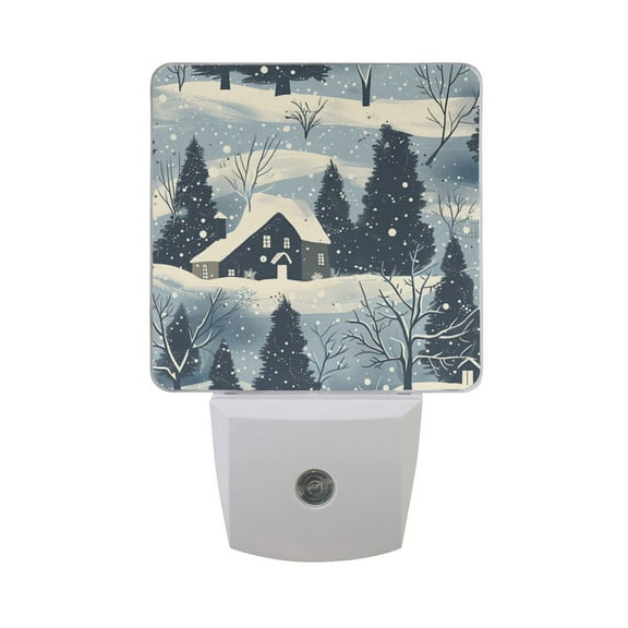 Snow House Tree Night Light 2 Pack LED Nightlight Plug into Wall Dusk to Dawn Sensor Soft White