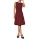 thumbnail image 2 of Vestido sin mangas para mujer INSPIRE CHIC con cremallera, cinturón, corte acampanado, midi, ideal para el trabajo, color rojo vino, 2 of 5