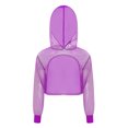 thumbnail image 3 of Hansber Fashion Girls Jazz Hip-Hop Dance Crop Top See-through Metallic Shiny Cropped Hoodie Sweatshirt Purple 10, 3 of 7