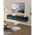 thumbnail image 1 of VEVOR Floating TV Stand 71" Entertainment Center Power Outlet & LED Light Black, 1 of 9