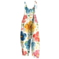thumbnail image 2 of Girls' Floral Print Overalls Sleeveless Tie Strap Rompers Loose Baggy Jumpsuits Kids Summer Casual Pants Vacation Outfits Lightweight Beach Wear Trousers, 2 of 9