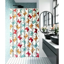 Vogue Stylish 13 piece Butterfly Red # 2 Hotel Desing Collection for Bathroom Shower Curtain With 12 Cover Hooks