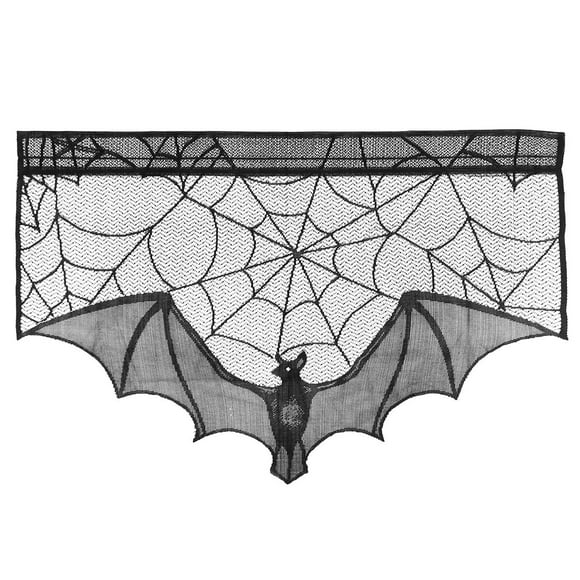 SHISUYAN 1Set Halloween Theme Black Polyester Fireplace Mantel Decorations for Doorway Decor Indoor Use