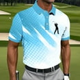 thumbnail image 2 of BiZtdJrK Men's Short Sleeve Polos Shirts Geometry Printed Button Collar Golf Tshirt Big and Tall Business Casual Tops, Sky Blue, XXXXL, 2 of 6