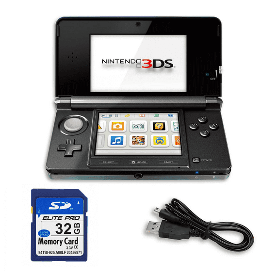 Restored Nintendo 3DS Game Console with Super Mario Character, 1 GB Data Storage, Cosmo Black