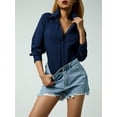 thumbnail image 6 of Woman's Fashionable Sexy Solid Color Slim Jumpsuit, Lapel Long Sleeve Button Elastic One-piece, 6 of 9