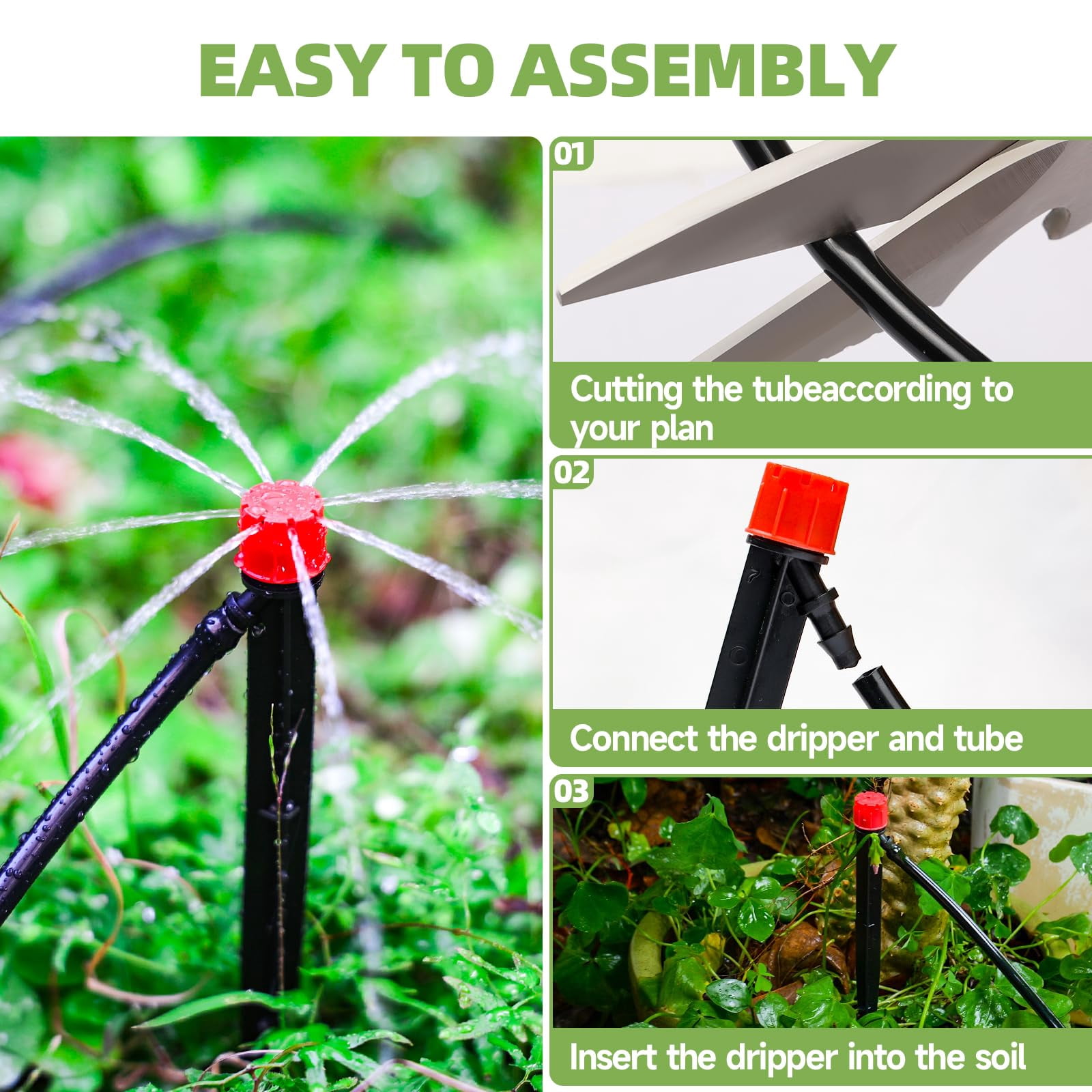 50/ 100/ 240FT Drip Irrigation System Kit Automatic Garden Watering System for Plant Greenhouse Yard Lawn
