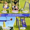 thumbnail image 2 of 5 in 1 Metal Swing Sets for Backyard, SHINPT Outdoor Kids Swing Set with Slide, Saucer Swing Seat, Belt Swing Seat, Basketball Hoop, Soccer Net, Heavy Duty Backyard Playground Set for Kids, 2 of 8