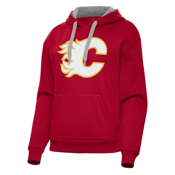 Women's Antigua Red Calgary Flames Victory Pullover Hoodie