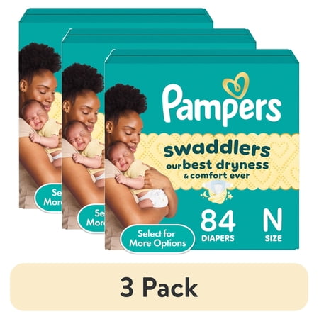 (3 pack) Pampers Swaddlers Baby Diapers Size Newborn, 84 Count (Select for More Options)