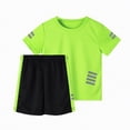 thumbnail image 2 of TOWED22 Boys 2 Piece Athletic Outfits Short Sleeve Sport T-shirt and Shorts Summer Casual Clothes for 6-12 Years Light Green,5-6 Y, 2 of 5