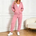 thumbnail image 2 of Xinoom Women 2 Piece Tracksuit, Full Zip Hooded Jacket with Pockets & Elastic Cuff Jogger Pants, Soft Casual Matching Outfit Gift for Ladies Daily Walking Family Gathering Pink,M, 2 of 7