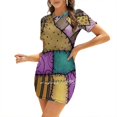 thumbnail image 1 of Patchwork Élégant Robe Douce Femmes Coréenne Kawaii Col Carré Robe Ragdoll Rags Patchwork, 1 of 5