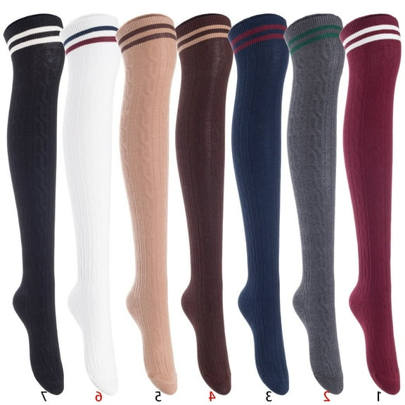 5 Pairs Awesome Durable Women Thigh High Cotton Boot Socks. Perfect As Winter & Spring Socks Size 6-9 Assorted T1023