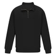 thumbnail image 5 of Feancey Mens Quarter Zip Pullover Quilted Sweatshirt Geometric Texture Long Sleeve Lapel Fall Tops Solid Color Casual Sweatshirts for Men Deal of The Day Black XL, 5 of 8