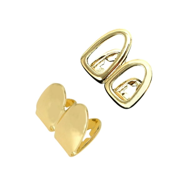Unique Bargains 1 Set Fake Teeth Grills Fashion Arc Shape for Hip Hop Gift Gold Tone