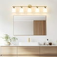 thumbnail image 4 of Deyidn Gold 5-Light Modern Bathroom Vanity Light - 43.54-Inch Dimmable Bathroom Light Fixture with Milky White Glass Shades for Mirror Lighting, 4 of 10