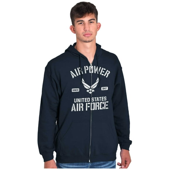 Us Air Force USAF Power Wings Logo Zip Up Hoodie Men's Women's Brisco Brands S
