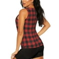 thumbnail image 4 of Picia Red Black Plaid Pattern Women's Workout Tank Top,Breathable Activewear,Slim Fit Athletic Top,Versatile Workout Moisture-wicking top-Medium, 4 of 9