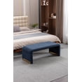 thumbnail image 2 of Loveseat Ottoman, Modern Boucle Upholstered Footstool Shoe Bench with Solid Wood Frame and Golden Metal Legs, Entryway Bedroom Bench End of Bed Bench for Living Room, Support Up to 200lbs, Dark Blue, 2 of 7