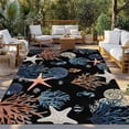 thumbnail image 2 of Black Blue Coastal Outdoor Rug for Patio/Deck/Porch, Non-Slip Large Area Rug 5 x 8 Ft, Summer Beach Coral Shell Starfish Seahorse Indoor Outdoor Rugs Washable Area Rugs, Camping Rug Carpet Runner, 2 of 8
