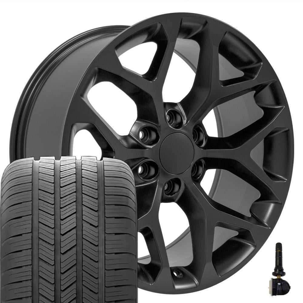 20 inch Satin Black 5668 OE Wheels & Goodyear Tires Set Fit GM Trucks