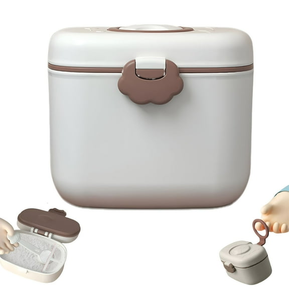 ACDANC Food Storage Baby Formula Dispenser Formula Container To Go 18.6 Oz Formula Holder Proof Sealed Formula Portable Container with Handle Spoon for Infant Toddler Travel Outdoor White