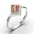 thumbnail image 3 of Boho & hippie 1.50 Carat Princess Cut Morganite And Diamond Moissanite Dainty Engagement Ring, Classic Wedding Ring in 10k Solid White Gold, Gift For Her, Promise Ring, Anniversary Ring, 3 of 3