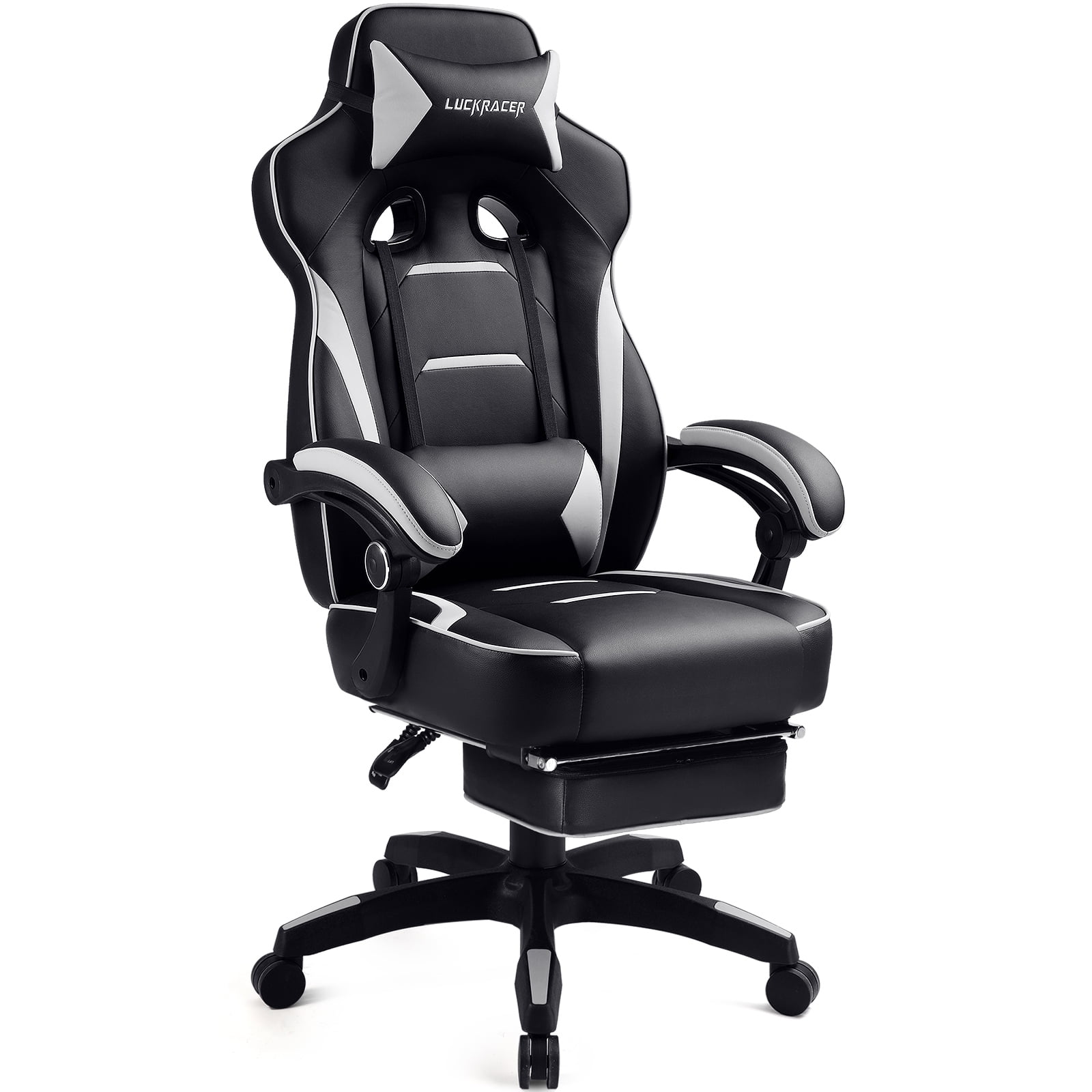 Homy Casa Gaming Chair Ergonomic Computer Chair Faux Leather Office Racing Desk Chair White 