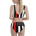 thumbnail image 3 of Daiia Firefighters USA Flag printed 2 piece Swimsuit Bikinis for Women High Waisted Racerback Bathing Suits Summer Tummy Control Scoop Neck Swimwear-XX-Large, 3 of 8