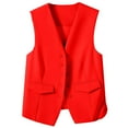 thumbnail image 2 of MPWEGNP Women's Solid Color Sleeveless Autumn And Winter Vest Small Waistcoat Suit Waistcoat Red S, 2 of 6