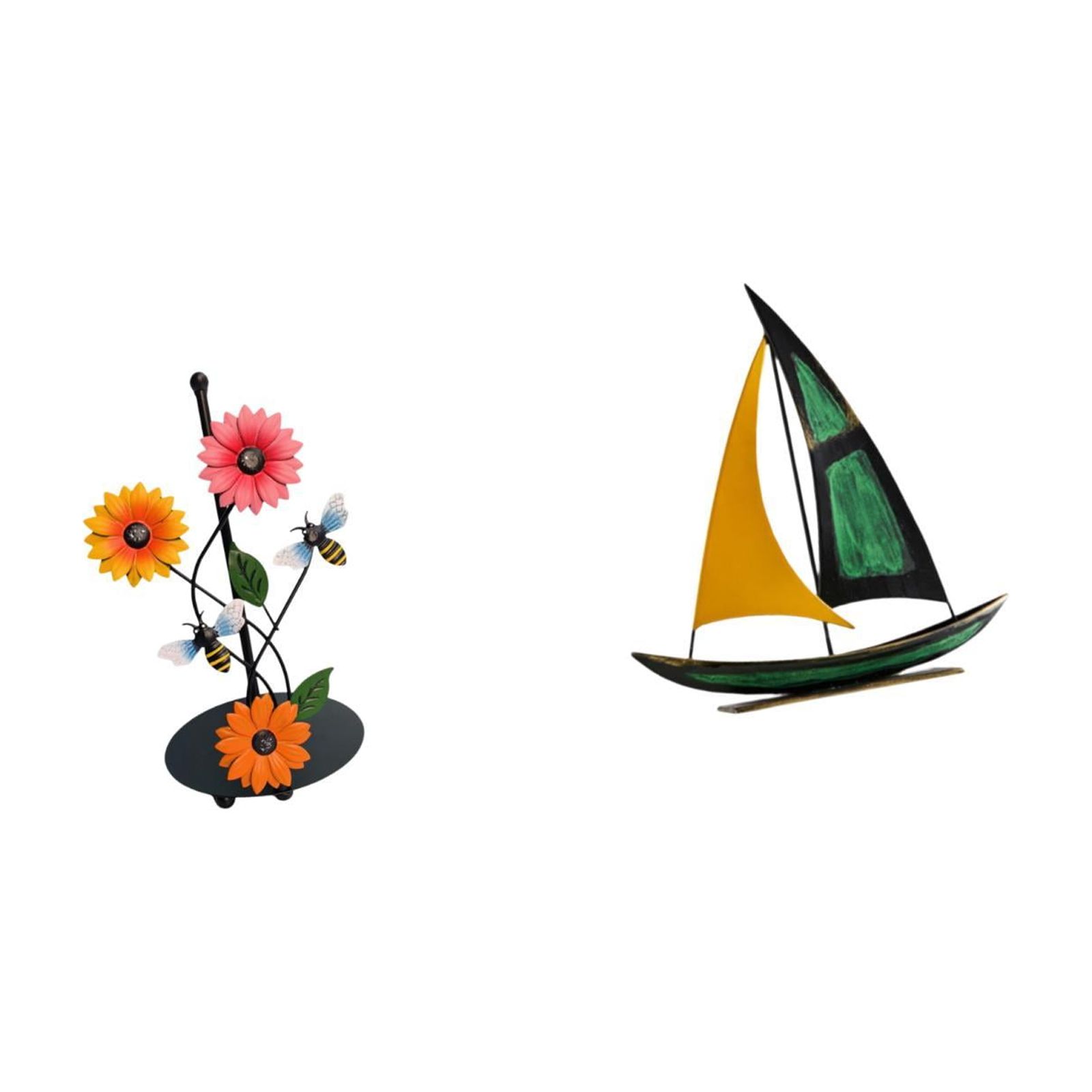 Fiocias Iron Paper Towel Holder Sailboat Sculpture Dispenser Non Slip Vertical Tissue Rack Tabletop Ornament Feng Shui Decor Collection Decorative Figurine Fo